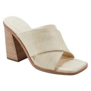 MARC FISHER Barli Black Heeled Sandal In Light Natural Size 10 NEW